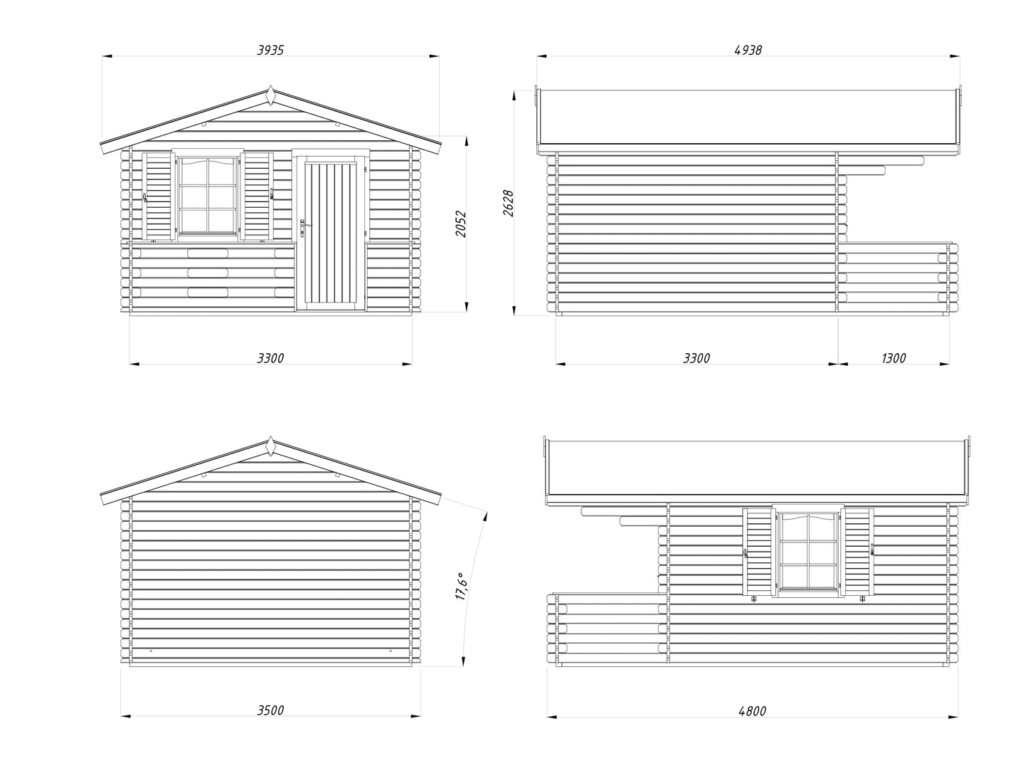 Palmako Emma 10,4+4,2 m2 - Grau tauchgrundiert