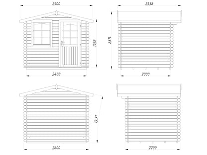 Palmako Emma 4,6 m2 - Naturbelassen