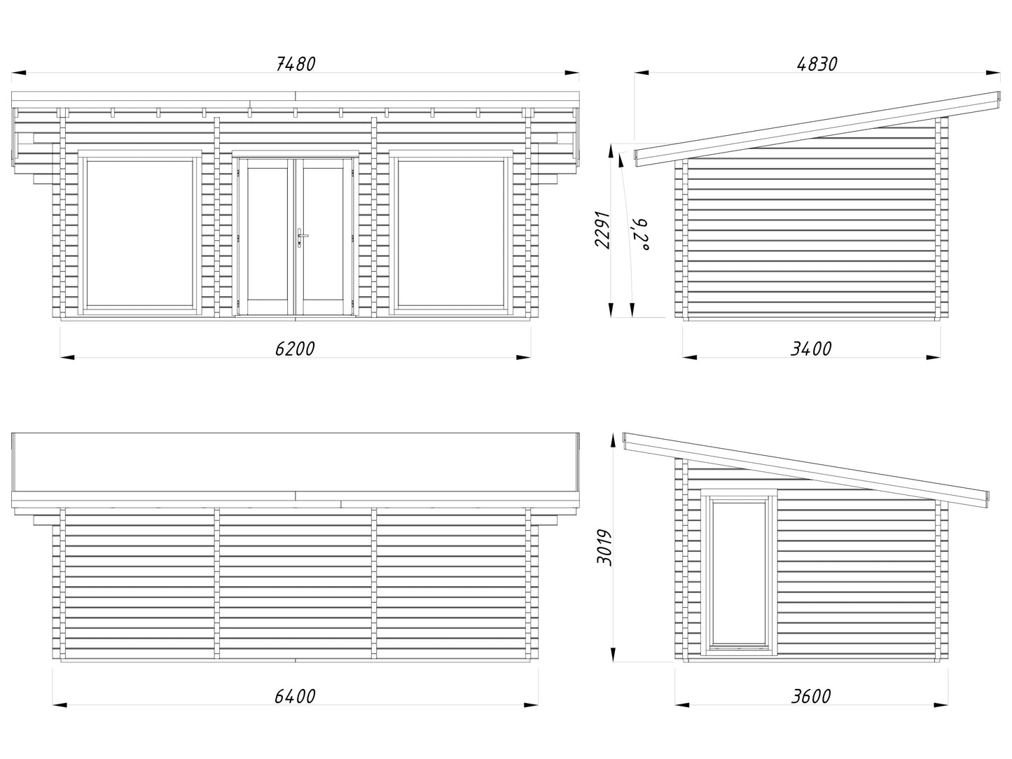 Palmako Heidi 19,7 m2 - Naturbelassen