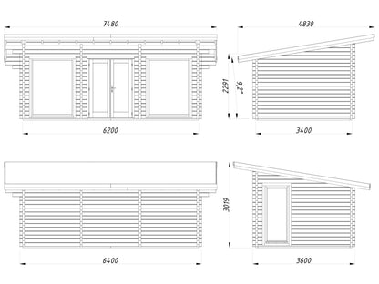 Palmako Heidi 19,7 m2 - Naturbelassen