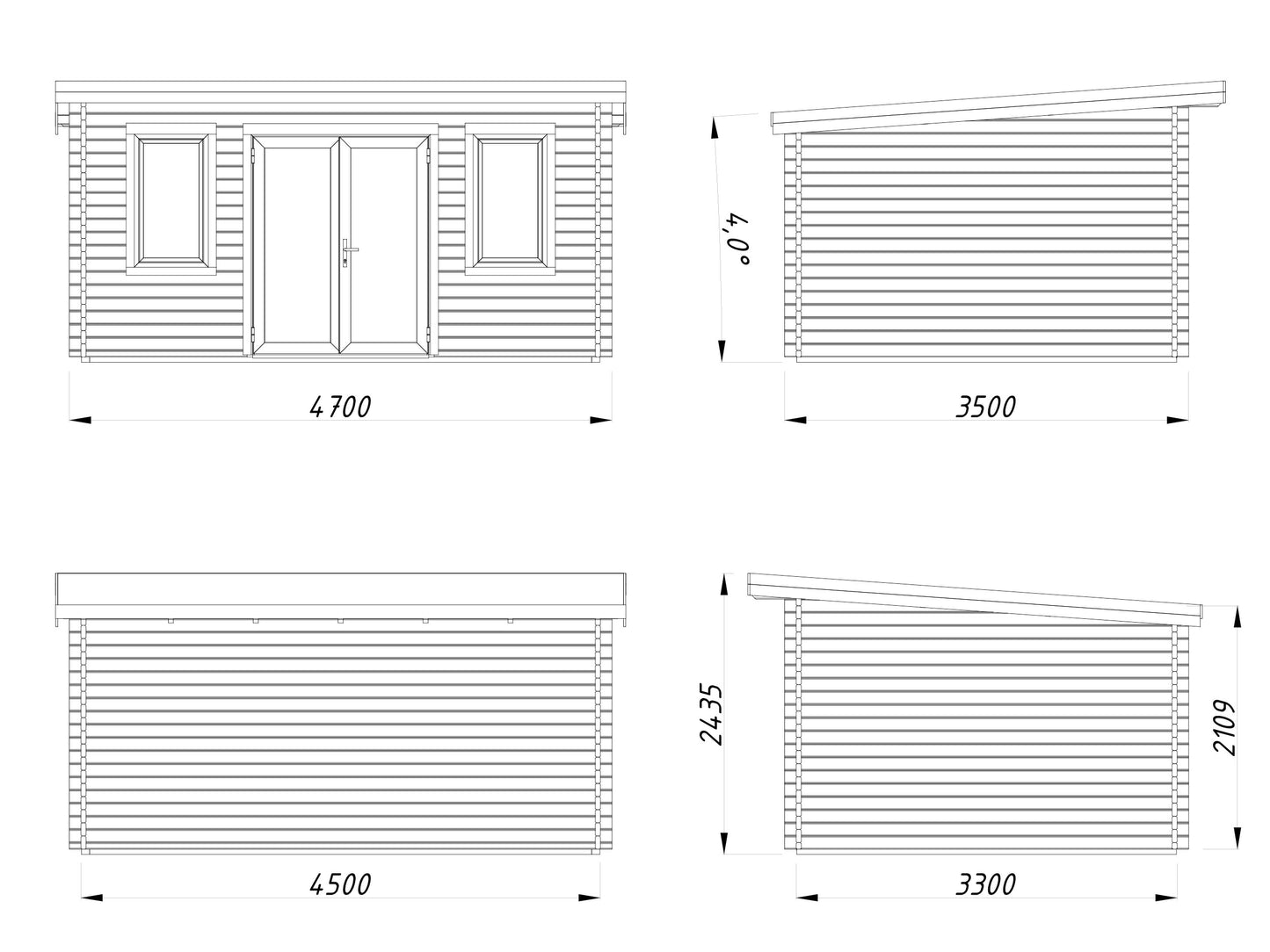 Palmako Lisandra 14,2 m2 - Lackiert hellgrau RAL7042 + anthrazit RAL7016