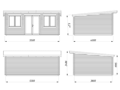 Palmako Lisandra 19,4 m2 - Lackiert dunkelgrau RAL7012 + anthrazit RAL7016