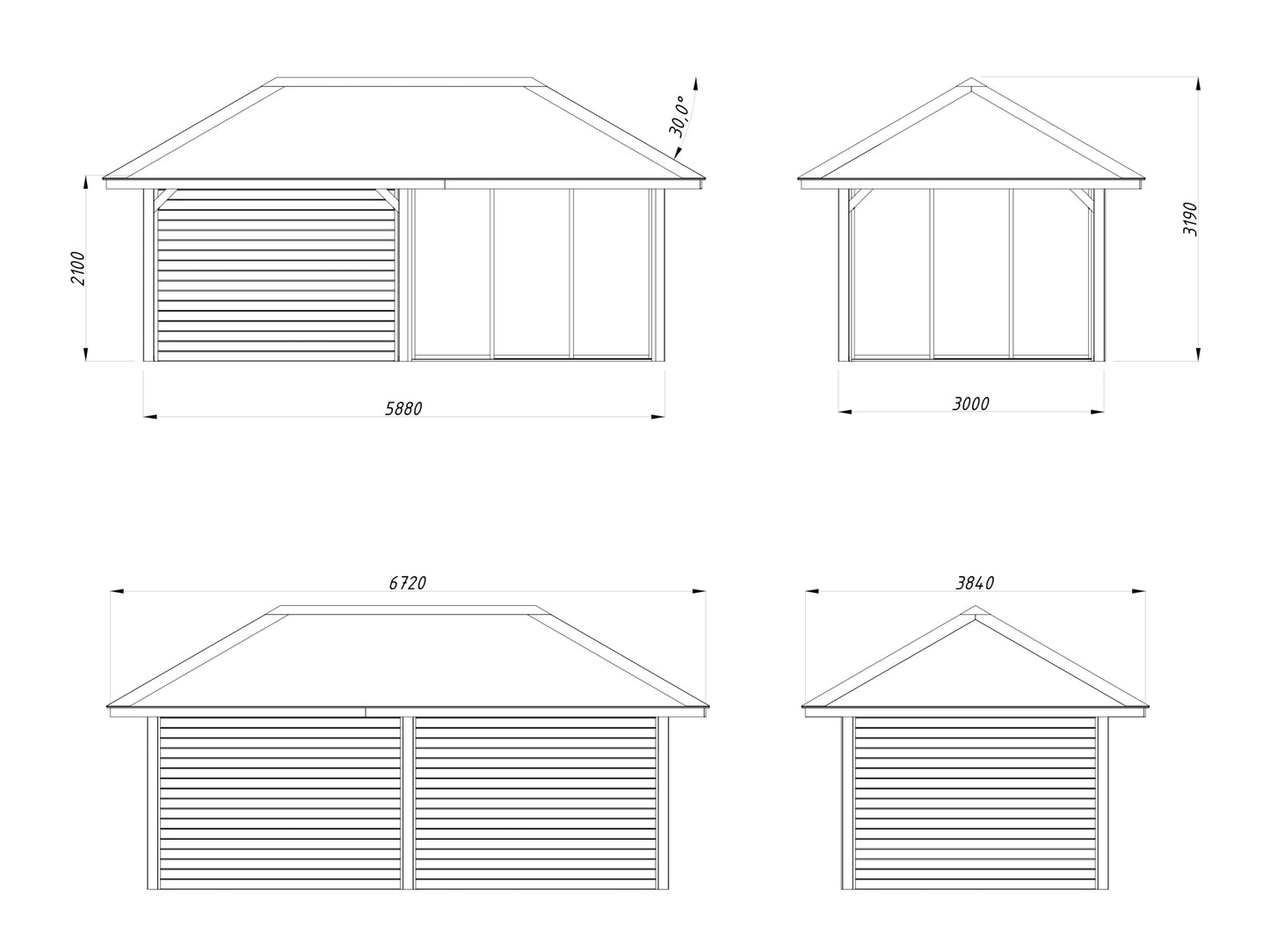 Palmako Bianca 16,6 m2 Set 205 Slide - Naturbelassen