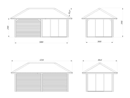 Palmako Bianca 16,6 m2 Set 206 Slide - Naturbelassen