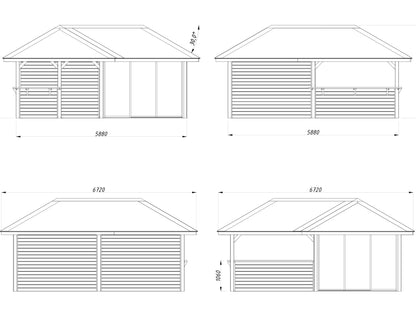 Palmako Bianca 24,9 m2 Set 210 Slide - Naturbelassen