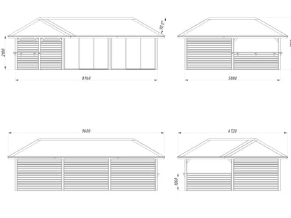 Palmako Bianca 33,2 m2 Set 220 Slide - Naturbelassen