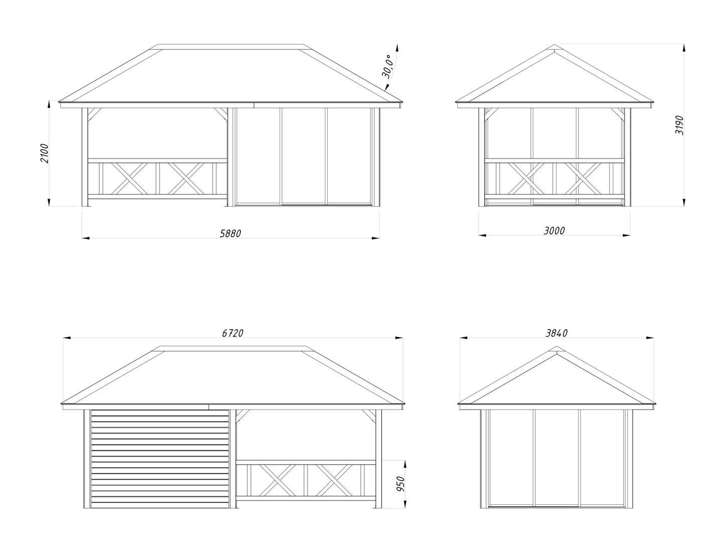 Palmako Bianca 16,6 m2 Set 504 Slide Plus - Naturbelassen