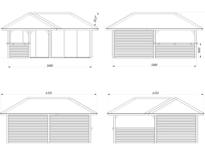 Palmako Bianca 24,9 m2 Set 522 Slide Plus - Naturbelassen