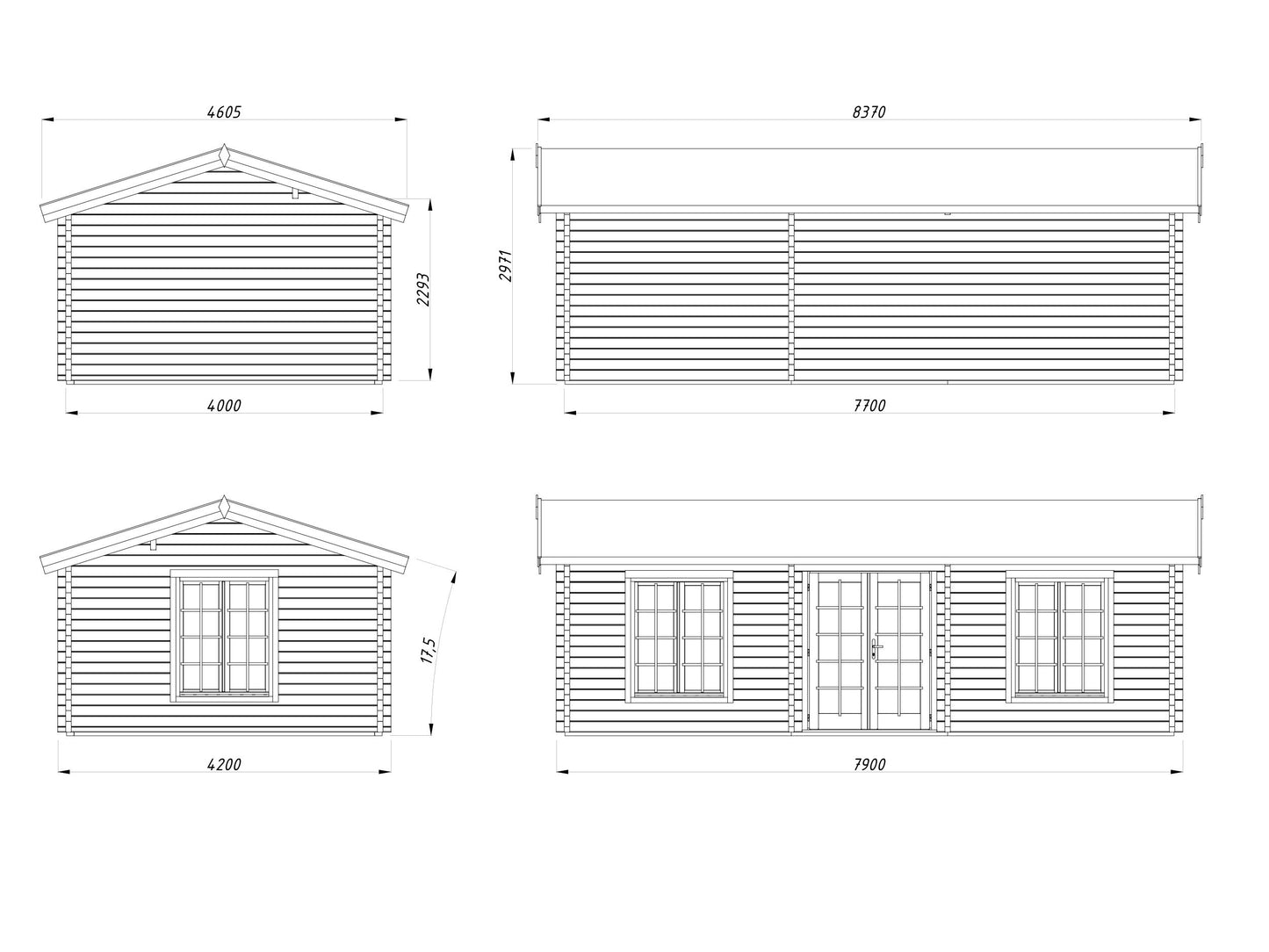 Palmako Anna 26,8+1,9 m2 - Naturbelassen
