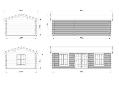 Palmako Anna 26,8+1,9 m2 - Naturbelassen