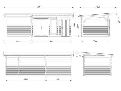 Palmako Aurelia 12,4+7,9 m2 - Grau tauchgrundiert