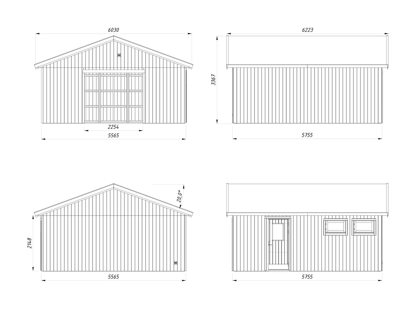 Palmako Andre 28,5 m2 ohne Tor - Naturbelassen