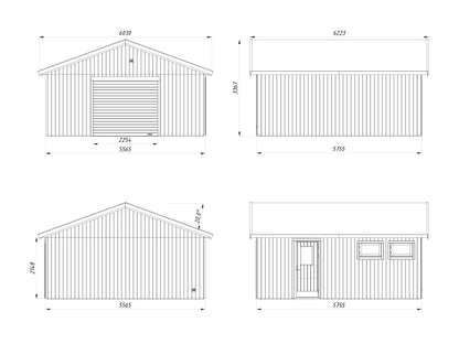 Palmako Andre 28,5 m2 mit Sektionaltor - Naturbelassen