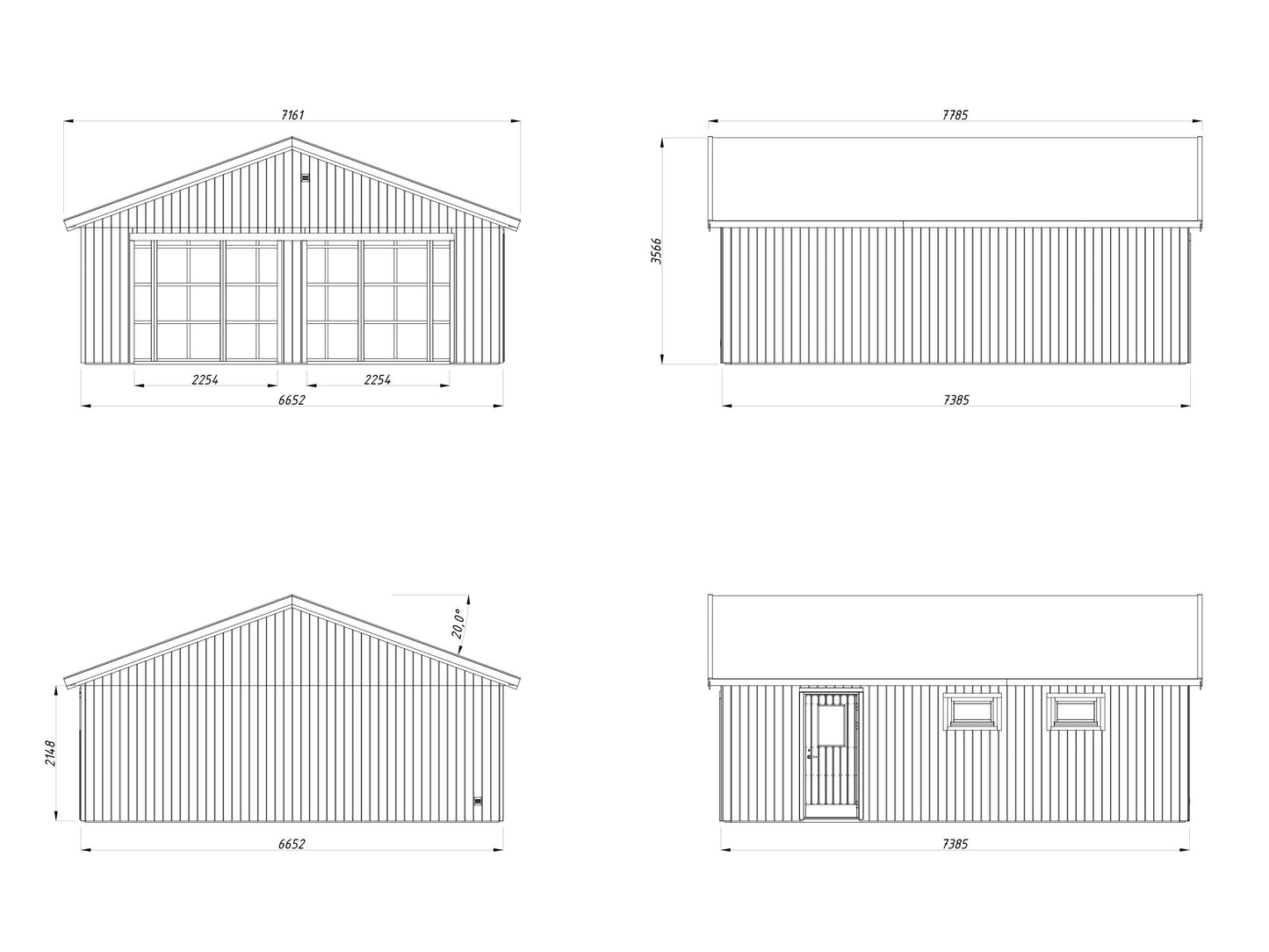 Palmako Andre 44,7 m2 ohne Tor - Naturbelassen