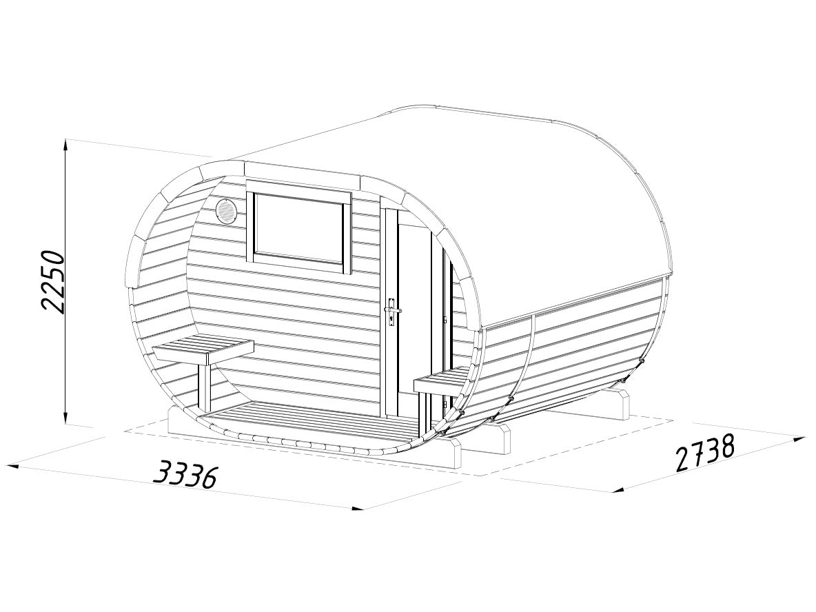 Palmako Anette 3,0+1,5 m2 - Naturbelassen