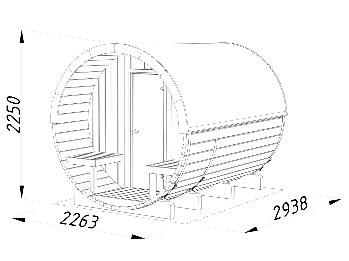 Palmako Anita 1,6+0,7 m2 - Naturbelassen