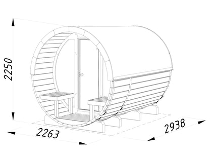 Palmako Anita 1,6+0,7 m2 mit Glasfront - Naturbelassen