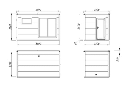 Palmako Grace Sauna 8,2 m2 - Lackiert hellgrau RAL7042 + anthrazit RAL7016