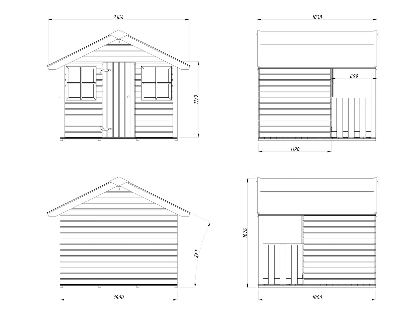 Palmako Felix 1,9 m2 - Naturbelassen