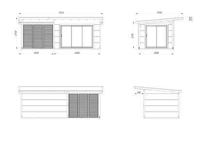 Palmako Grace 11,2+8,2 m2 - Naturbelassen