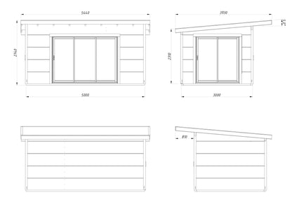 Palmako Grace 14,1 m2 - Lackiert hellgrau RAL7042 + anthrazit RAL7016