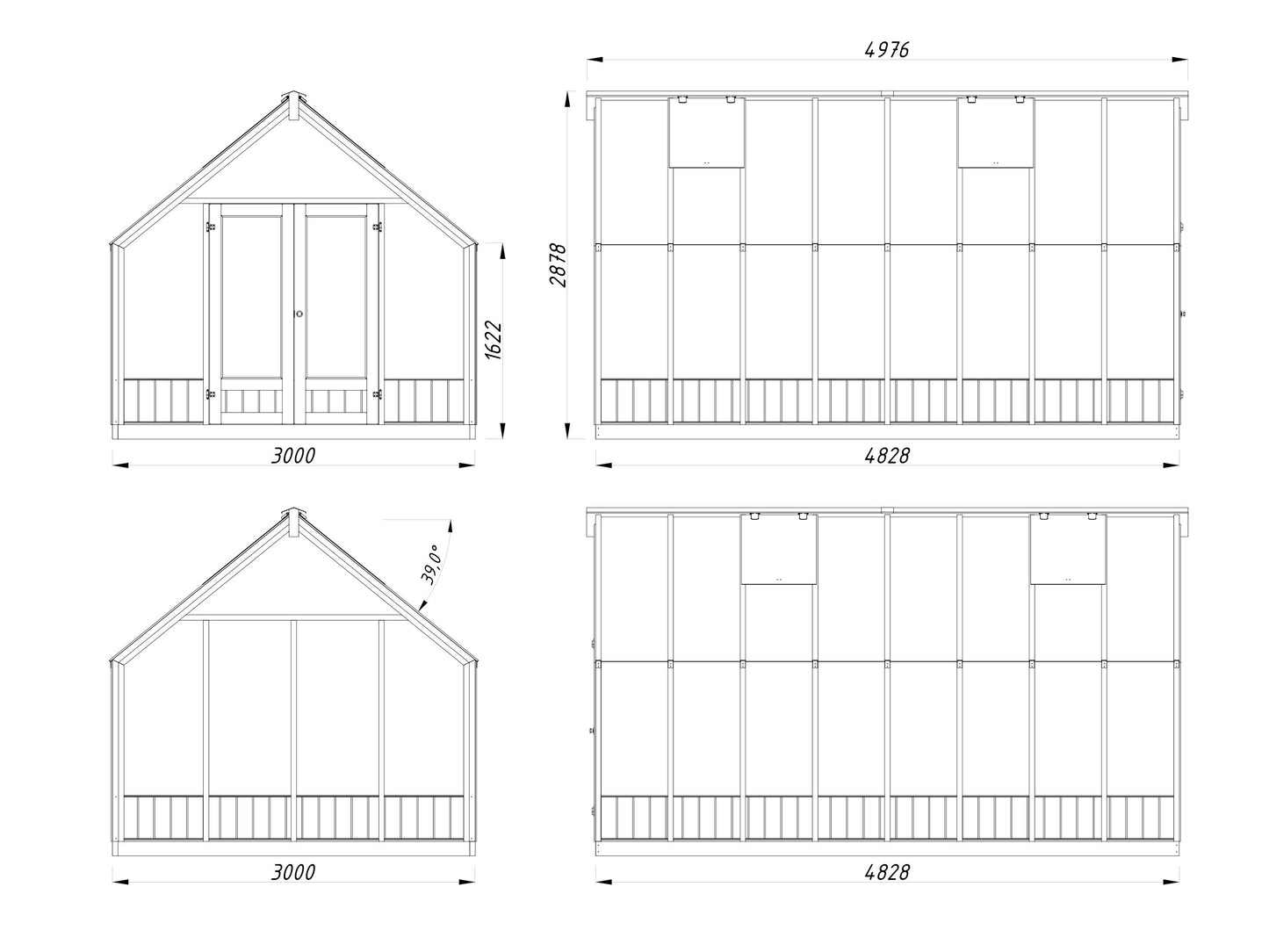 Palmako Emilia 13,8 m2 (RAL7012) - Lackiert dunkelgrau RAL7012