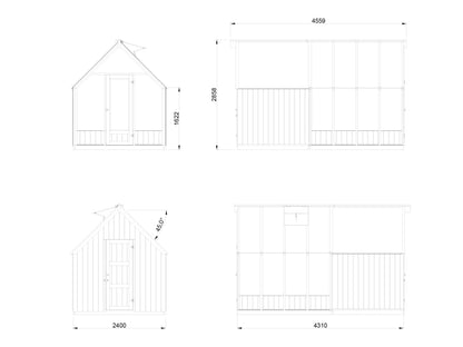Palmako Emilia 5,4+4,0 m2 (RAL7012) - Lackiert dunkelgrau RAL7012