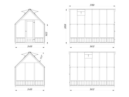 Palmako Emilia 8,2 m2 (RAL7012) - Lackiert dunkelgrau RAL7012