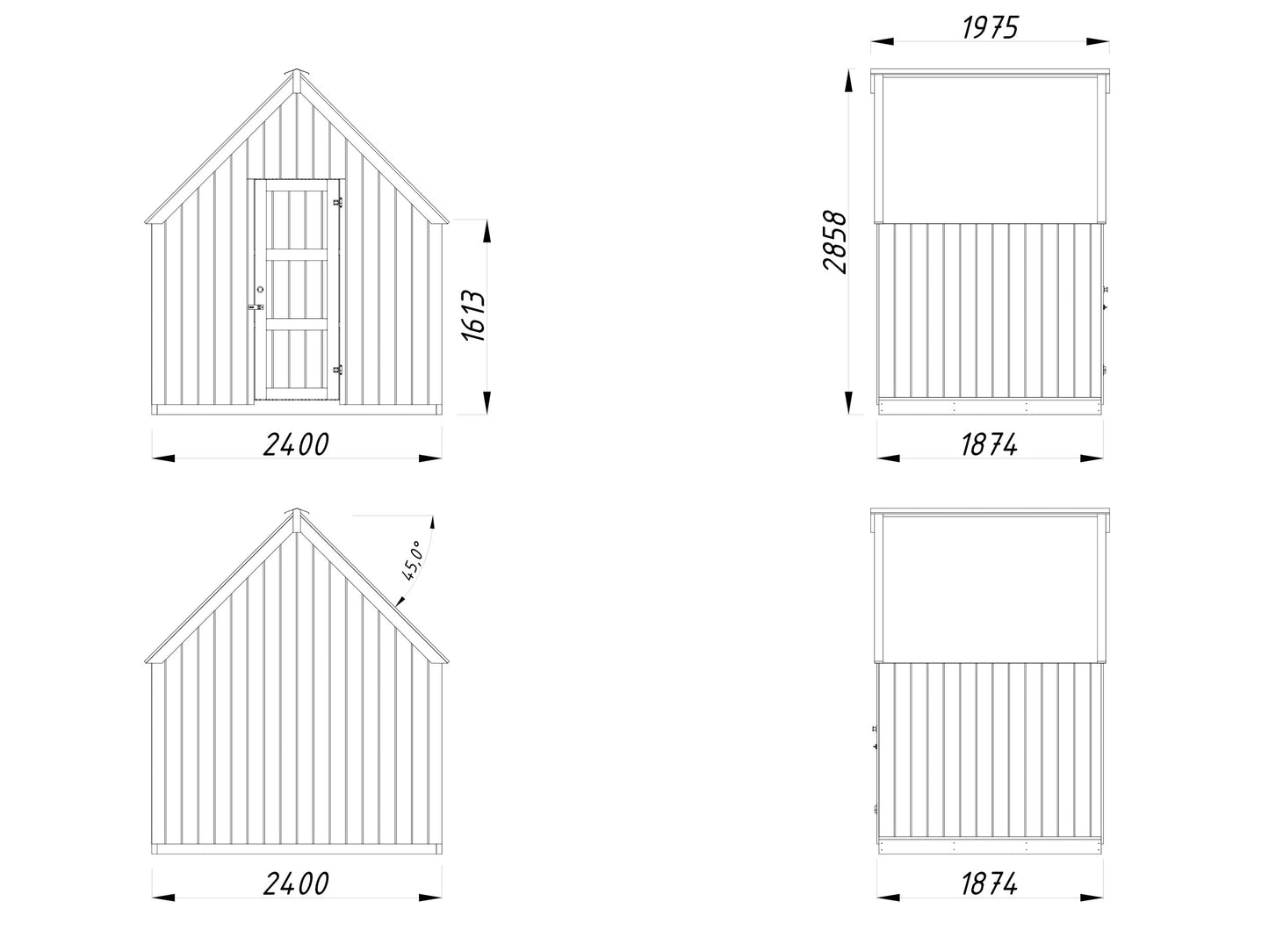 Palmako Emilia Gerätehaus 4,0 m2 - Grau kesseldruckimprägniert