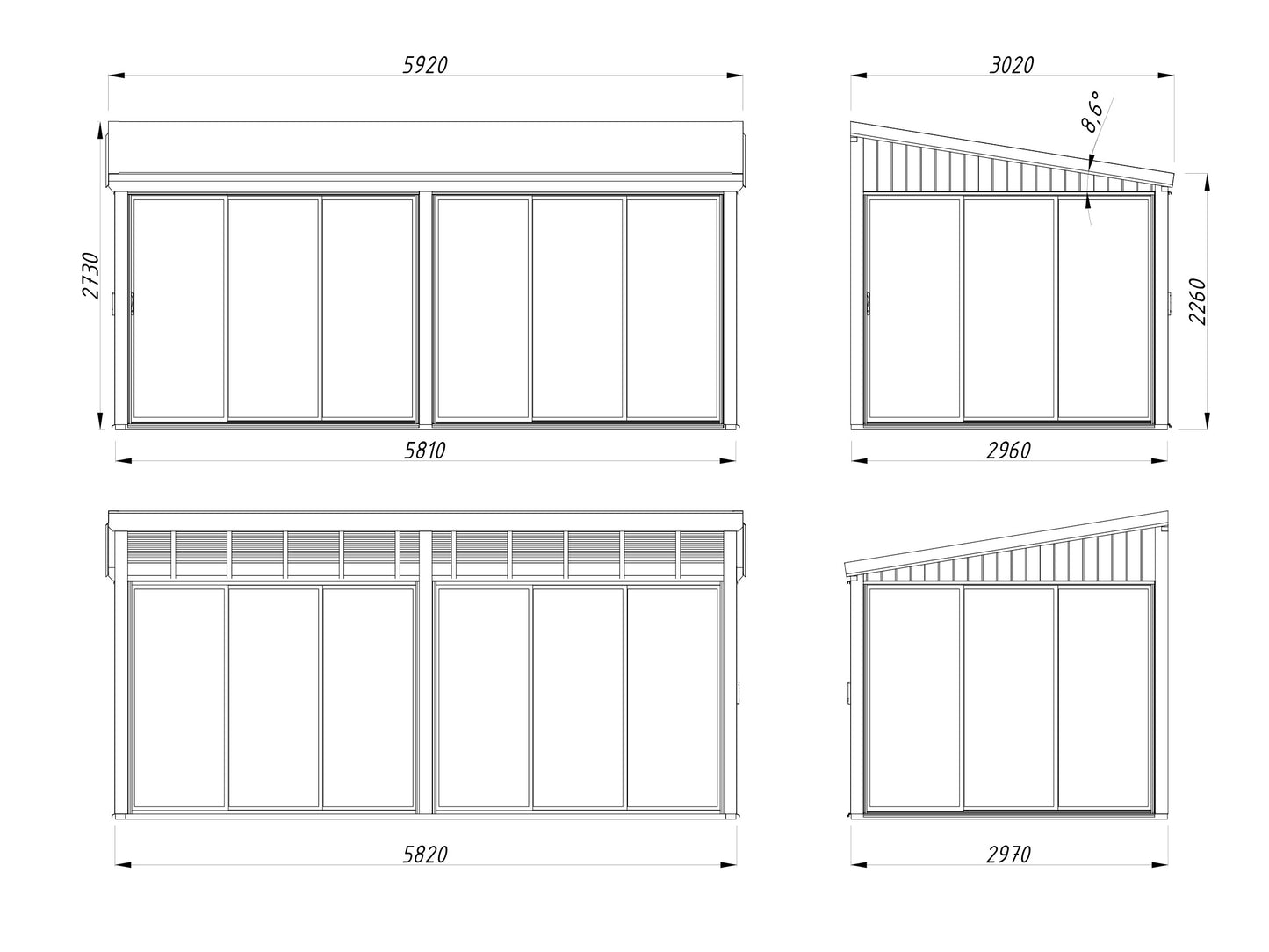 Palmako Lumi 16,2 m2 Slide - Naturbelassen
