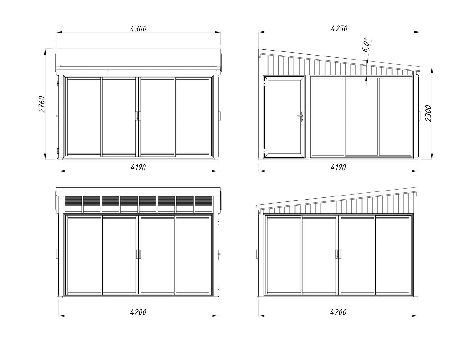 Palmako Lumi 16,6 m2 Slide - Naturbelassen