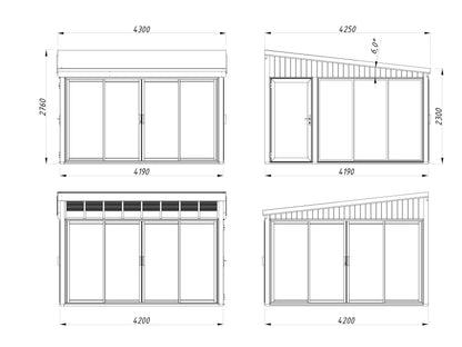 Palmako Lumi 16,6 m2 Slide Plus - Grau tauchgrundiert