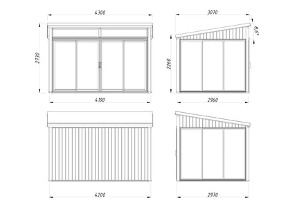 Palmako Saga 11,6 m2 Slide - Lackiert dunkelgrau RAL7012
