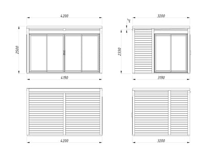 Palmako Serena 12,6 m2 Set 1 Slide Plus - Naturbelassen