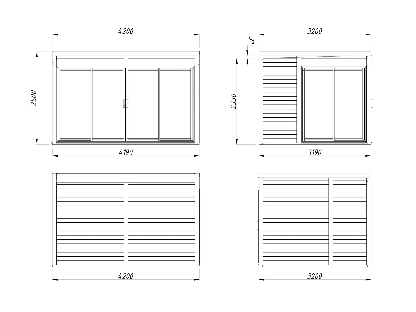 Palmako Serena 12,6 m2 Set 1 Slide Plus - Grau tauchgrundiert