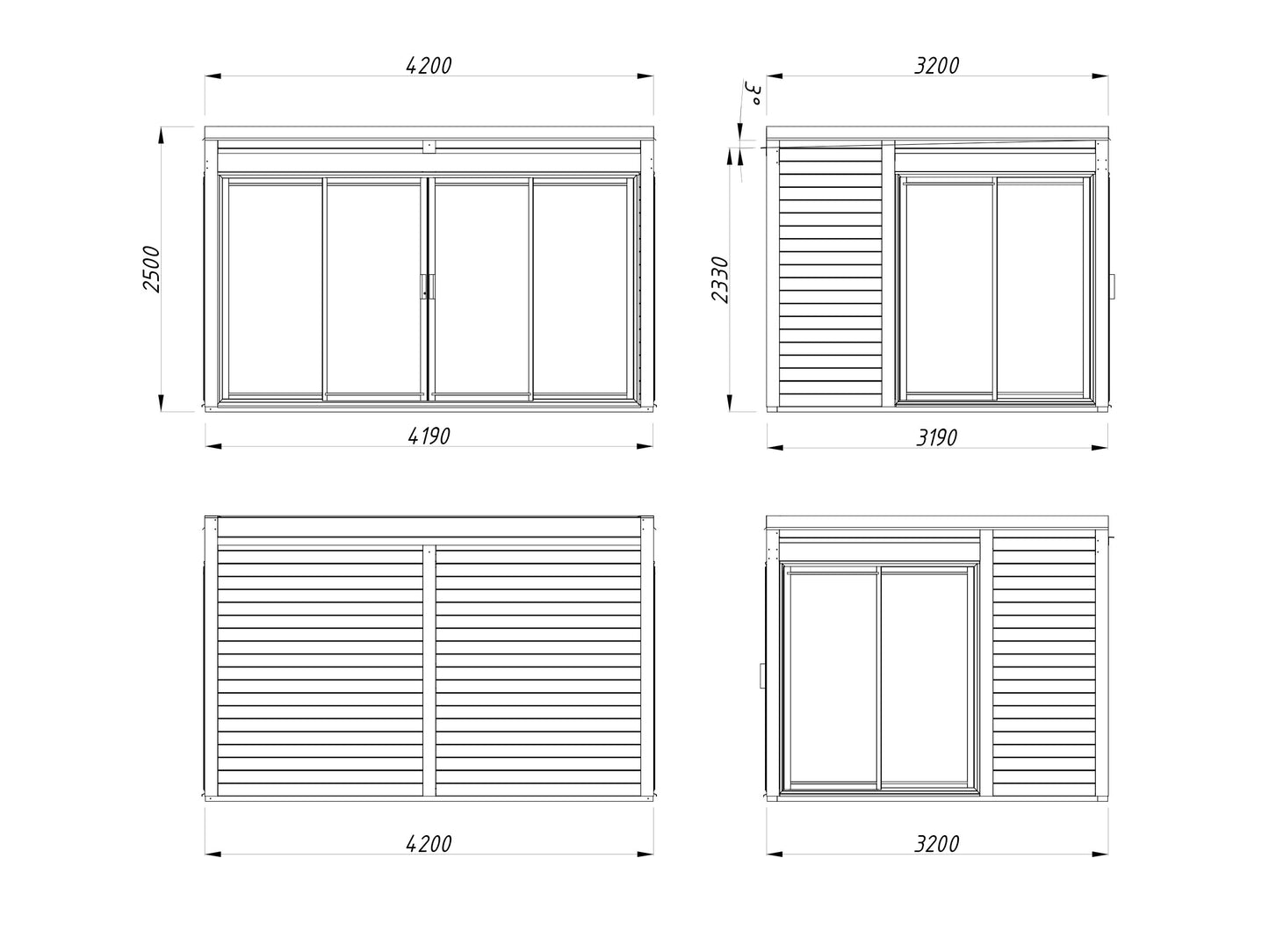Palmako Serena 12,6 m2 Set 2 Slide Plus - Naturbelassen