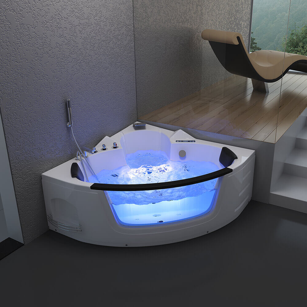 Home Deluxe Whirlpool Badewanne mit Lichttherapie LAGUNA L KOMPAKT - 140 x 140 cm