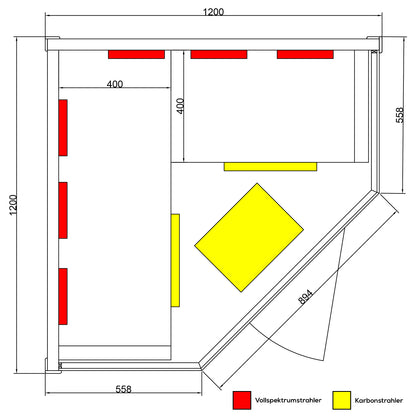 Dewello Infrarotkabine BRANDON 120x120 Dual-Therm bei TroniTechnik
