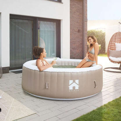 Home Deluxe Outdoor Whirlpool SPLASH inkl. Abdeckung - Ø208 cm 6 Personen Beige