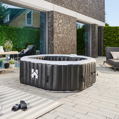 Home Deluxe Outdoor Whirlpool DROP inkl. Kissen, Getränkehalter und Sonnendach - ⌀185 cm Schwarz