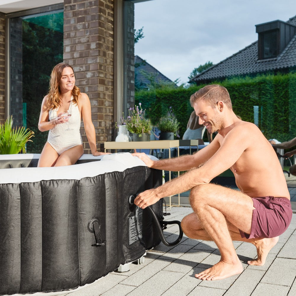 Home Deluxe Outdoor Whirlpool DROP inkl. Kissen, Getränkehalter und Sonnendach - ⌀185 cm Schwarz