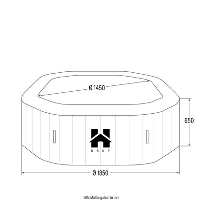 Home Deluxe Outdoor Whirlpool DROP inkl. Abdeckung - ⌀185 cm Schwarz für 6 Personen