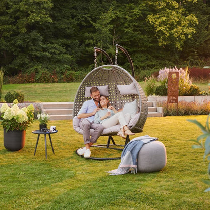 Home Deluxe Polyrattan Hängesessel TWIN - Grau für 2 Personen