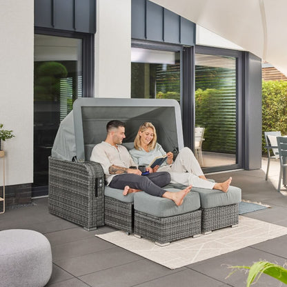 Home Deluxe Strandkorb mit Liegefunktion HOLBY - Grau