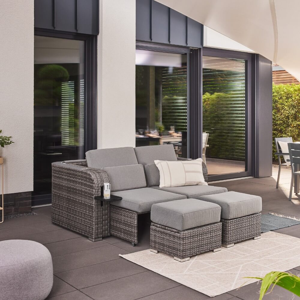 Home Deluxe Strandkorb mit Liegefunktion HOLBY - Grau