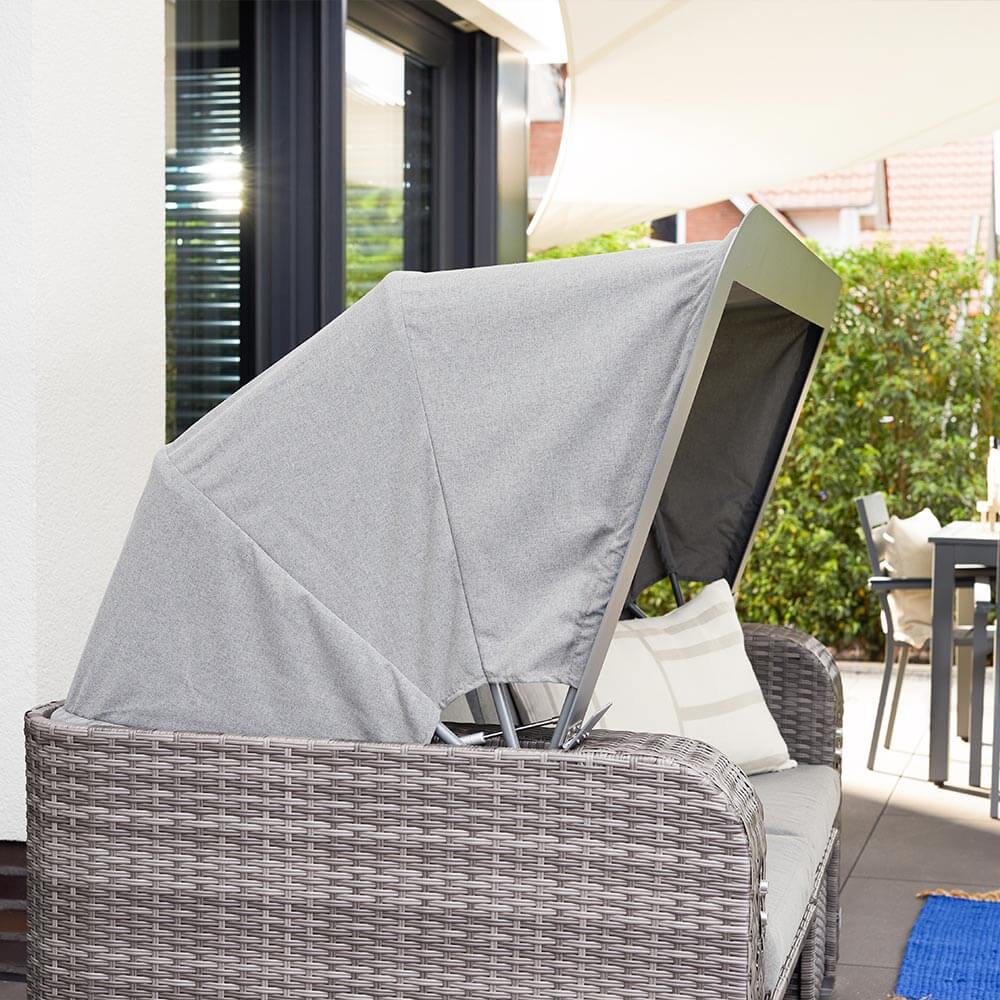 Home Deluxe Strandkorb mit Liegefunktion HOLBY - Grau