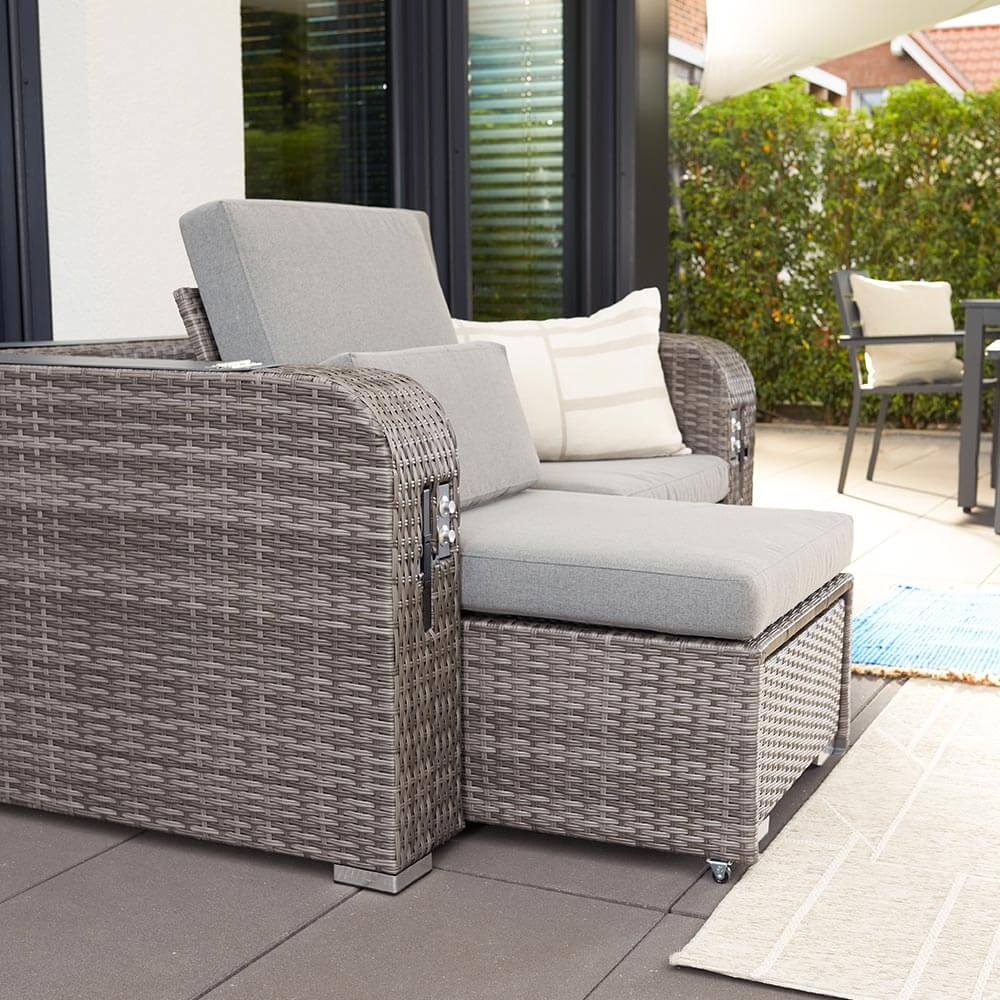 Home Deluxe Strandkorb mit Liegefunktion HOLBY - Grau