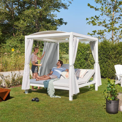 Home Deluxe Sonnenliege mit Abdeckung LYON - 208 x 188 cm Weiß