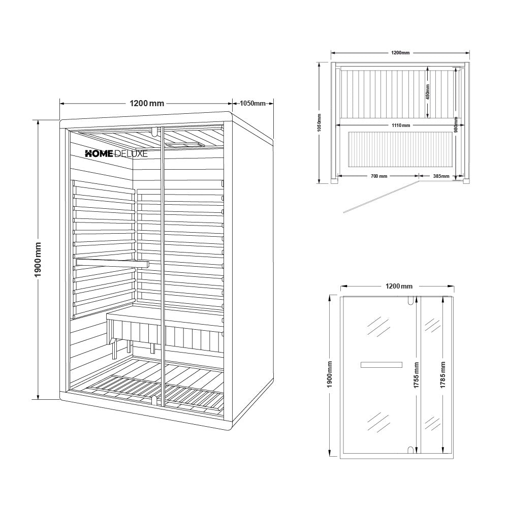 Home Deluxe Infrarotkabine NERO M - 190 x 120 cm für 2 Personen