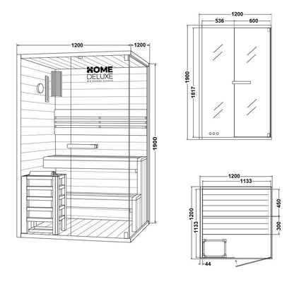 Home Deluxe Traditionelle Sauna SHADOW M - 120 x 120 cm für 2 Personen